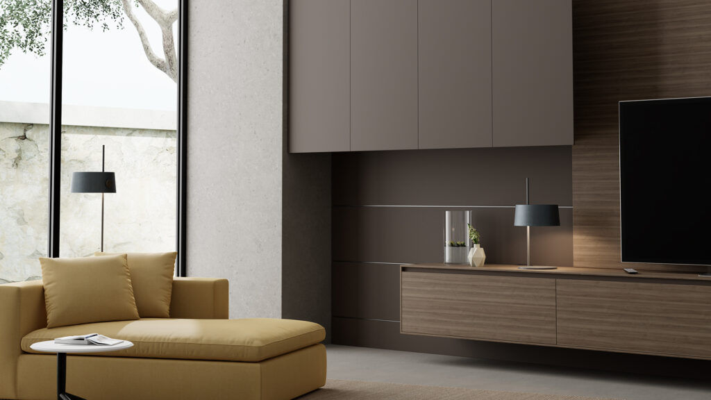 Ein modernes helles Wohnzimmer.